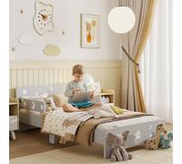 ZONEKIZ Kids Toddler Bed Children's Bedroom Furniture w/Star and Moon Patterns, Side Rails, for Boys, Girls, Ages 3-6 Years, 143 x 76 x 49cm - Grey