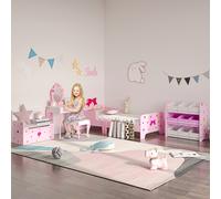 ZONEKIZ Kids Vanity Set w/ Mirror, Drawer, Cute Patterns, for Girls - Pink