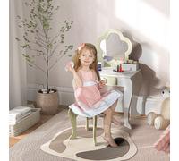 Zonekiz Kids Vanity Table Set, Beauty Flower Design, For Ages 3-6 Years - White