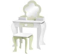 ZONEKIZ Kids Vanity Table Set, Beauty Flower Design, for Ages 3-6 Years - White