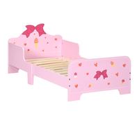 ZONEKIZ Pink Princess Toddler Bed with Safety Rails (313-003V00PK) - Low, Sturdy MDF Frame, 143L x 74W cm
