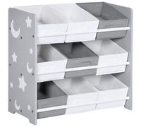 ZONEKIZ Storage Unit w/ 9 Removable Storage Baskets for Nursery Playroom - Grey