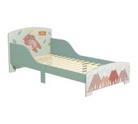 ZONEKIZ Toddler Bed Frame - Green Animal Design, Low-Height Safety Rails, MDF Build, for ages 3-6, 60H x 77L x 143W cm (313-008V00GN)