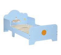 ZONEKIZ Kids Toddler Bed with Rocket and Plants Patterns - Blue