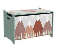 ZONEKIZ Toy Box, Kids Toy Chest with Lid, Green | Safety Hinge, Cute Design