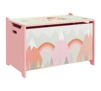 ZONEKIZ Toy Box, Kids Toy Chest with Lid, Pink | Safety Hinge, Cute Design