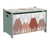 ZONEKIZ Toy Box, Kids Toy Chest with Lid, Safety Hinge, Cute Design - Green