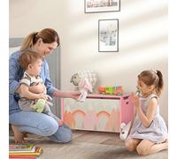 Zonekiz Toy Box, Kids Toy Chest With Lid, Safety Hinge - Pink