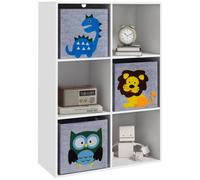 ZONEKIZ Toy Organiser with Two Non-Woven Fabric Drawers for Bedroom - White - 61.8 x 29.9 x 91.5 cm | TJ Hughes