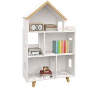 ZONEKIZ Toy Storage Shelf, 3 Tier Children Bookcase, Kids Bookshelf with Six Cubes, for Playroom, Nursery, Bedroom, Kids Room - White White