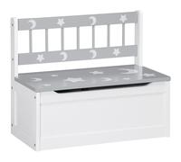 ZONEKIZ Two-In-One Wooden Kids Storage Bench, Toy Box w/ Safety Rod - Grey