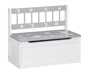 ZONEKIZ Two-In-One Wooden Kids Storage Bench, Toy Box w/ Safety Rod - Grey