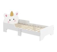 ZONEKIZ Unicorn-Designed Toddler Bed Kids Bedroom Furniture White, none