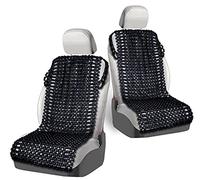 ZONETECH Black Wooden Beaded Comfort Seat Cover - 2 Pack Premium Quality Full Car Driver Massaging Cool Comfortable Seat Cushion w/High Ventilation- Reduces Fatigue for Car, Truck or Office Chair