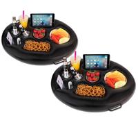 ZONETECH Inflatable Floating Drink Holder for Swimming Pool, Hot Tub for Adults - Buffet Serving Bar, Beverage, Fruit, Salad, Tablet, Cell Phone. (2 Pack)