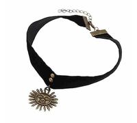 ZONEWD Gothic Hip Hop Jewelry Women Gothic Leon Mathilda Necklace Girls Black Velvet Ribbon Retro Sun Shaped Choker Necklace