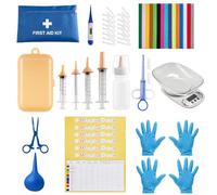 ZONEXCHIC 52pcs Puppy Whelping Kit, Newborn Pets Whelping Supplies with 4 Puppy Feeding Tube,15 Puppy Whelping Collars, 15 Cord Clamps, 4 Gloves, Digital Thermometer, Digital Pet Scale and More