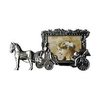 Zonfer 1pc Picture Frames Mini White Horse Carriage Photo Frame Metal Photo Frame Vintage Photo Frame