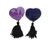 Zonfer Sexy 4 Colors Tassel Heart Shape Sequin Decorate Paste Breast Bra Nipple Cover Sticks Purple