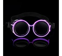 ZONGHUN LED Steampunk Goggles, Steampunk Glasses Glow in the Dark, Vintage Goggles Halloween Costume Accessory (Black)