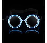 ZONGHUN LED Steampunk Goggles, Steampunk Glasses Glow in the Dark, Vintage Goggles Halloween Costume Accessory (Anti-silver)