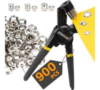 zonglan Heavy Duty Grommet Tool Kit of 1/2" 5/16" and 3/8",Multi Size Handheld Eyelet Tool Plier Rivet Press with 900 pcs Silver Grommets for Tarp Leather Fabric
