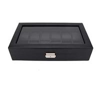 Zonizforceal 12 Slot Watch Leather Box Display Case Organizer, Jewelry Storage Box, Black PU Leather Watch Storage with Lock for Men Women, Carbon Fiber Finish with 12