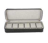 Zonizforceal 6 Slots Watch Box with Removable Pillows, Watch Display and Storage Organizer, Compact Travel Watch Case for Men Women, Anti Dust Watch Holder with Zipper for Home or