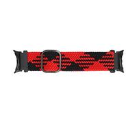 Zonizforceal Braided Weaving Watch Strap for Pixel Watch, Multicolor Nylon Replacement Watchband with Stainless Steel Buckle, Adjustable Soft Breathable Band for Men and Women (Red Black)