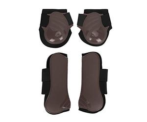 Zonizforceal Horse Legguard Leg Protector, PU Thickened Shell with Elastic Cushioning Inner Pad, for Jumping Training and Obstacle Courses, Neoprene Lining, Front & Rear Set (A set of large size)
