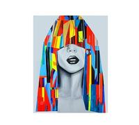 ZONJEE Colorful Paint Woman Face Artist Prints Poster Abstract Black White Figures Canvas Art Modern Scandinavian Decoration Pictures (Color : A, Size : 50x70CM No Frame)