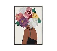 ZONJEE Flower Woman Head Canvas Poster Feminist Black Skin Boho Wall Art Prints Painting Modern Decorative Picture Living Room Decor (Color : B, Size : 50x70CM No Frame)