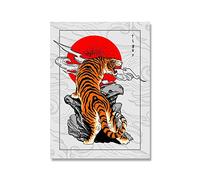 ZONJEE Japanese Tiger Tattoo Poster Line Art Canvas Painting Animals Art Print Abstract Vintage Wall Picture For Living Room Home Decor (Color : A, Size : 40x60cm No Frame)