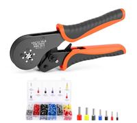 ZONJIE 1200Pcs Crimping Tool 0.08-16mm² Ferrule Crimping Tools, Square Bootlace Ferrule Crimping Tool Kit Adjustable Ratchet Ferrule Crimper Plier with Single & Dual Wire Terminal