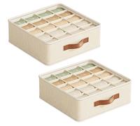 ZONJIE 2 Packs Drawer Organiser Divider, 20 Cells Foldable Underwear Drawer Dividers Wardrobe Organiser, Fabric Storage Boxes for Bedroom, Antibacterial Dustproof Odorless for Socks, Towels, Ties