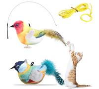 ZONJIE 2 Pcs Cat Toys, with Cat Teaser, Suitable for Cat Wand Toys, Simulation Bird Design, Interactive Toys for Indoor Kitty Kitten Exercise, Green and Ground