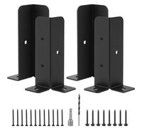 ZONJIE 4 PCS Fence Post Supports Adjustable Fence Post Supports Deck Post Anchor Base Brackets Black Thick Fence Post Support Fence Pergola Post Base Brackets Kit for Pergola, Railing, Mailbox Mount