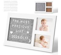 ZONJIE Baby First Scan Photo Frame, Wooden Baby Sonogram and Handprint or Footprint Picture Frame with DIY Letters, Ultrasound Picture Record Pregnancy Announcements, Pregnant Gift for New Mom