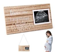 ZONJIE Baby First Scan Photo Frame, Wooden Baby Sonogram Picture Frame with Heart Shape Ultrasound Picture Record Pregnancy Announcements, Pregnant Gift for New Mom