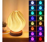 ZONJIE Bedside Table Lamp, RGB Table Lamp USB Powered 3D Printed Bedside Lamp, Beautiful Table Lamp 16 Colors with Remote Control Dimmable LED Drawstring Light for Bedroom, Living Room, Restaurant