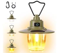 ZONJIE Camping Lantern Rechargeable Retro Lights for Tents Portable Waterproof 4 Light Modes Waterproof 3 Light Modes 2800mAh Camping Lamp Lantern Power Bank [Energy Class A++] (Army Green)