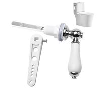 ZONJIE Ceramic Toilet Flush Handle - Toilet Handles Flush Lever, Toilet Flush Handle Replacement, Universal Fit Toilet Cistern Handle Chrome Plated Metal Handle for Toilet Cistern Tank Lever