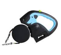 ZONJIE Double Ended Retractable Dog Lead, Non-Slip 3M Dog Leash for Walking 2 Dogs No Tangle with Rechargeable Night Flashlight, One-Touch Lock, with Poop Bag