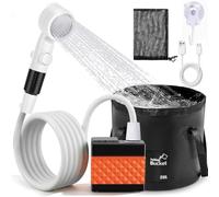 ZONJIE Portable Camping Shower with LED Display, Pump and Bucket