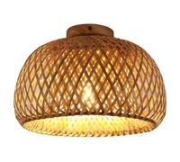 ZONJIE Rattan Ceiling Light - Natural Wicker Bamboo Ceiling Lights E27 Semi Flush Mount Ceiling Light Farmhouse Lighting Fixture Handmade Boho Cage Chandelier for Living Room Bedroom Kitchen Entryway