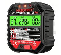 ZONJIE Socket Tester UK RCD Plug Outlet Tester, 90-250V Electrical Socket Voltage Tester with LCD Display, Automatic Circuit Polarity Breaker Finder, Mains Power Fault Checker (HT107E)