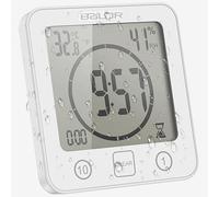 ZONJIE Waterproof Bathroom Clock - Digital Shower Timer With Suction Cup, Temperature and Humidity Display, Touch Wall Clock (White)
