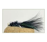 Zonker Trout Fishing Flies, 6 Black Dumbell Fritz, Size 10, For Fly Fishing