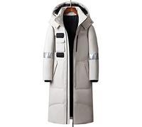 ZONLITYU Puffer Jacket Mens Winter Men Long White Down Jackets Hooded Thicken Warm Overcoats Loose Down Coats Man Black Red White(White,S)
