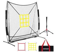 ZONLOLO 6x6ft Baseball & Softball Net for Hitting,Pitching and Batting, Throwing,Baseball net with Sturdy Bow Frame,Battting Tee,Strike Zone, Middle Size,Suitable for Kids! (Black)
